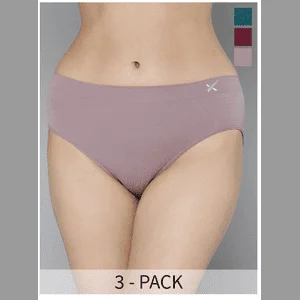 HRX Women Pack of 3 Solid Mid-Rise Seamless Briefs