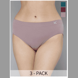 HRX Women Pack of 3 Solid Mid-Rise Seamless Briefs